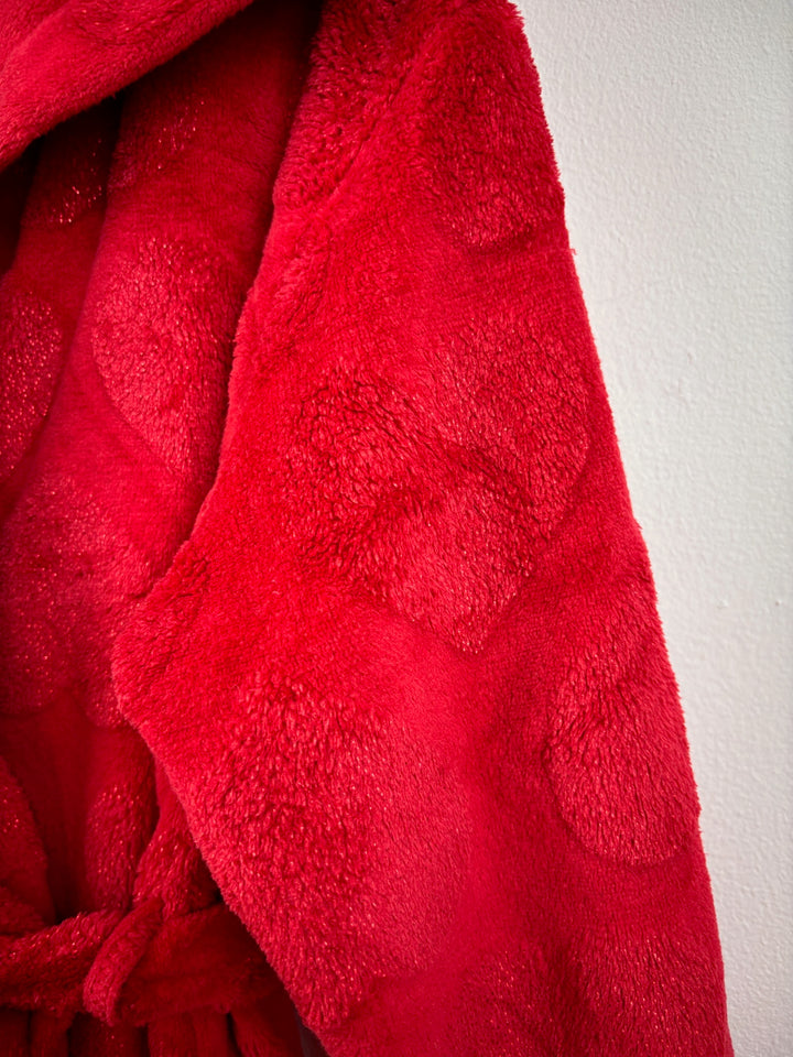 M&amp;S Red Heart Hooded Dressing Gown 7-8 Years-Dressing Gown-Second Snuggle Preloved