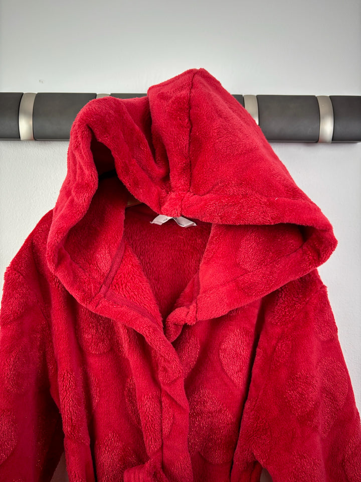 M&amp;S Red Heart Hooded Dressing Gown 7-8 Years-Dressing Gown-Second Snuggle Preloved