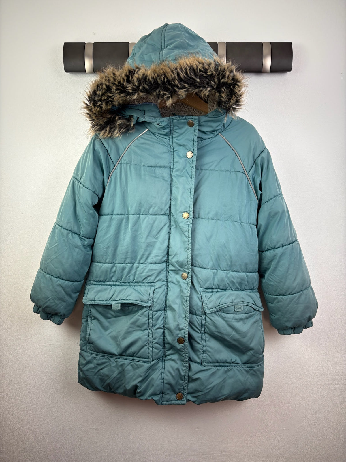 Fat Face Blue Padded Faux Fur Hood Parka Coat 7-8 Years-Coats-Second Snuggle Preloved