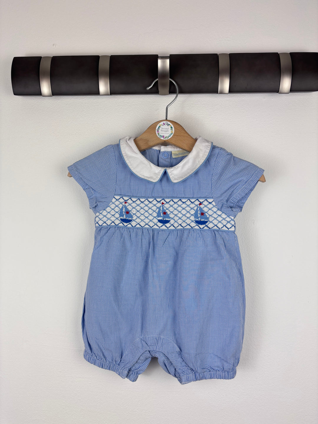 JoJo Maman Bébé Blue Sailboat Romper 0-3 Months-Rompers-Second Snuggle Preloved