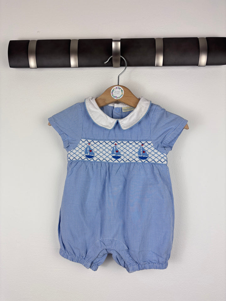 JoJo Maman Bébé Blue Sailboat Romper 0-3 Months-Rompers-Second Snuggle Preloved
