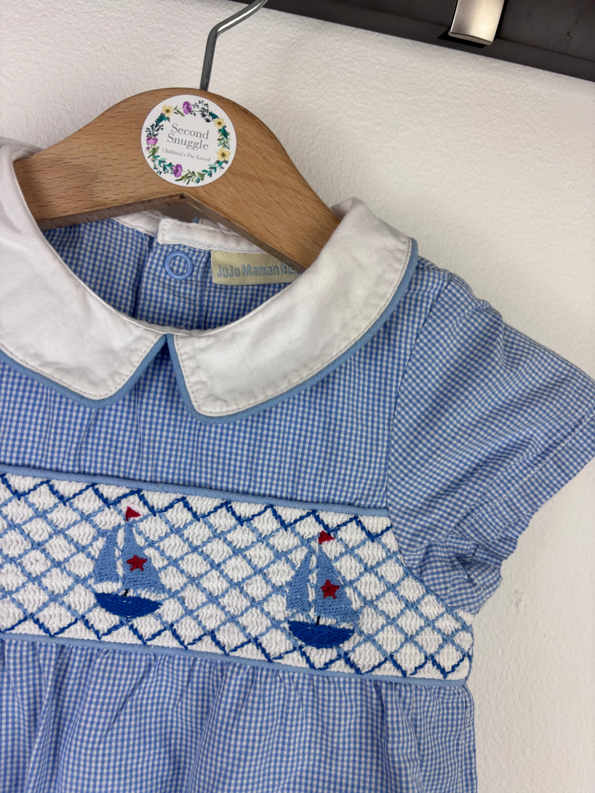 JoJo Maman Bébé Blue Sailboat Romper 0-3 Months-Rompers-Second Snuggle Preloved