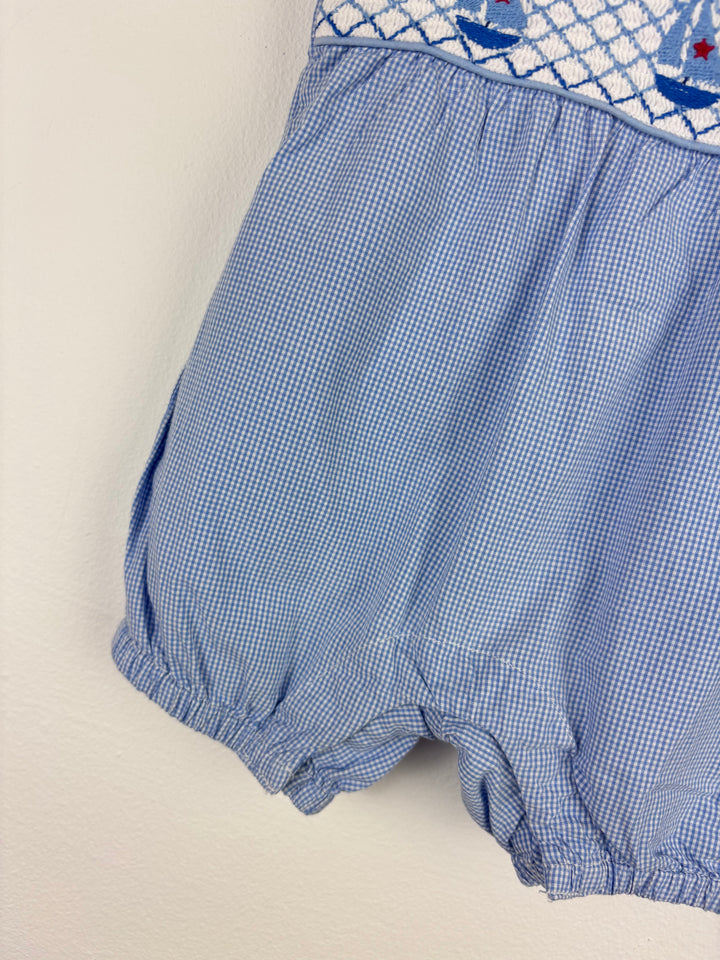 JoJo Maman Bébé Blue Sailboat Romper 0-3 Months-Rompers-Second Snuggle Preloved