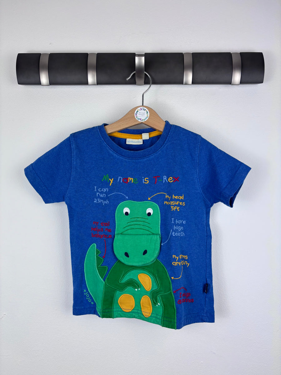 JoJo Maman Bébé Blue Dinosaur T Shirt 2-3 Years-Tops-Second Snuggle Preloved