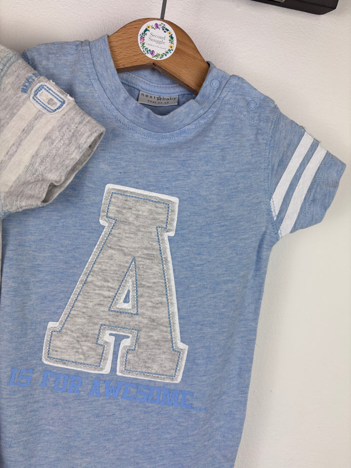Next Blue and Grey Rompers 2 Pack Up To 3 Months-Rompers-Second Snuggle Preloved