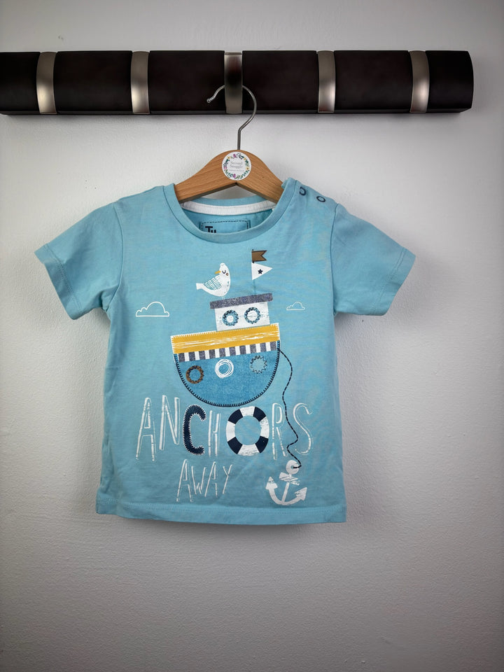 Tu Blue Anchors Away Boat T-Shirt 9-12 Months-Tops-Second Snuggle Preloved
