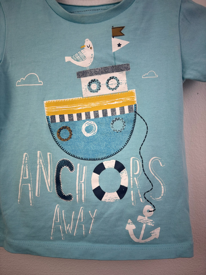 Tu Blue Anchors Away Boat T-Shirt 9-12 Months-Tops-Second Snuggle Preloved