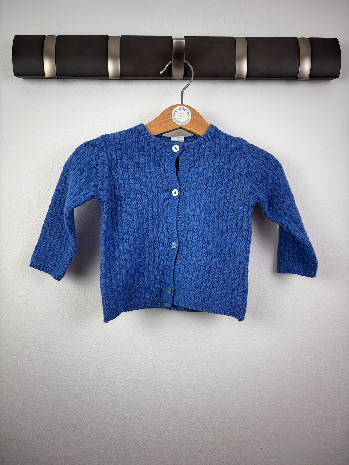 Blue Textured Knit Cardigan 6 Months-Cardigans-Second Snuggle Preloved