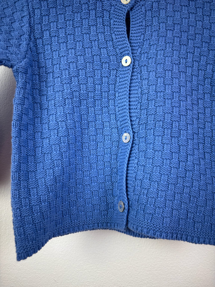 Blue Textured Knit Cardigan 6 Months-Cardigans-Second Snuggle Preloved