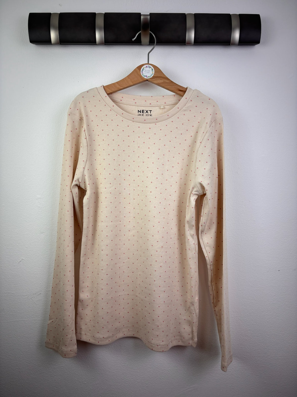 Next Cream Ribbed Spot Long Sleeve Top 11 Years-Tops-Second Snuggle Preloved
