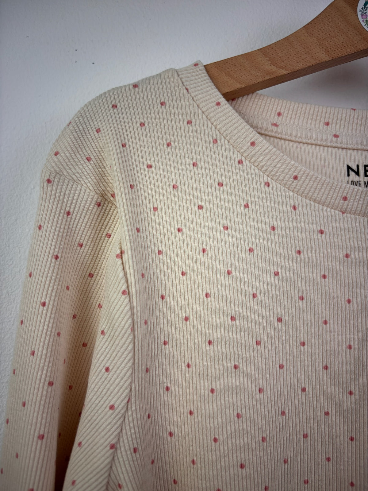 Next Cream Ribbed Spot Long Sleeve Top 11 Years-Tops-Second Snuggle Preloved