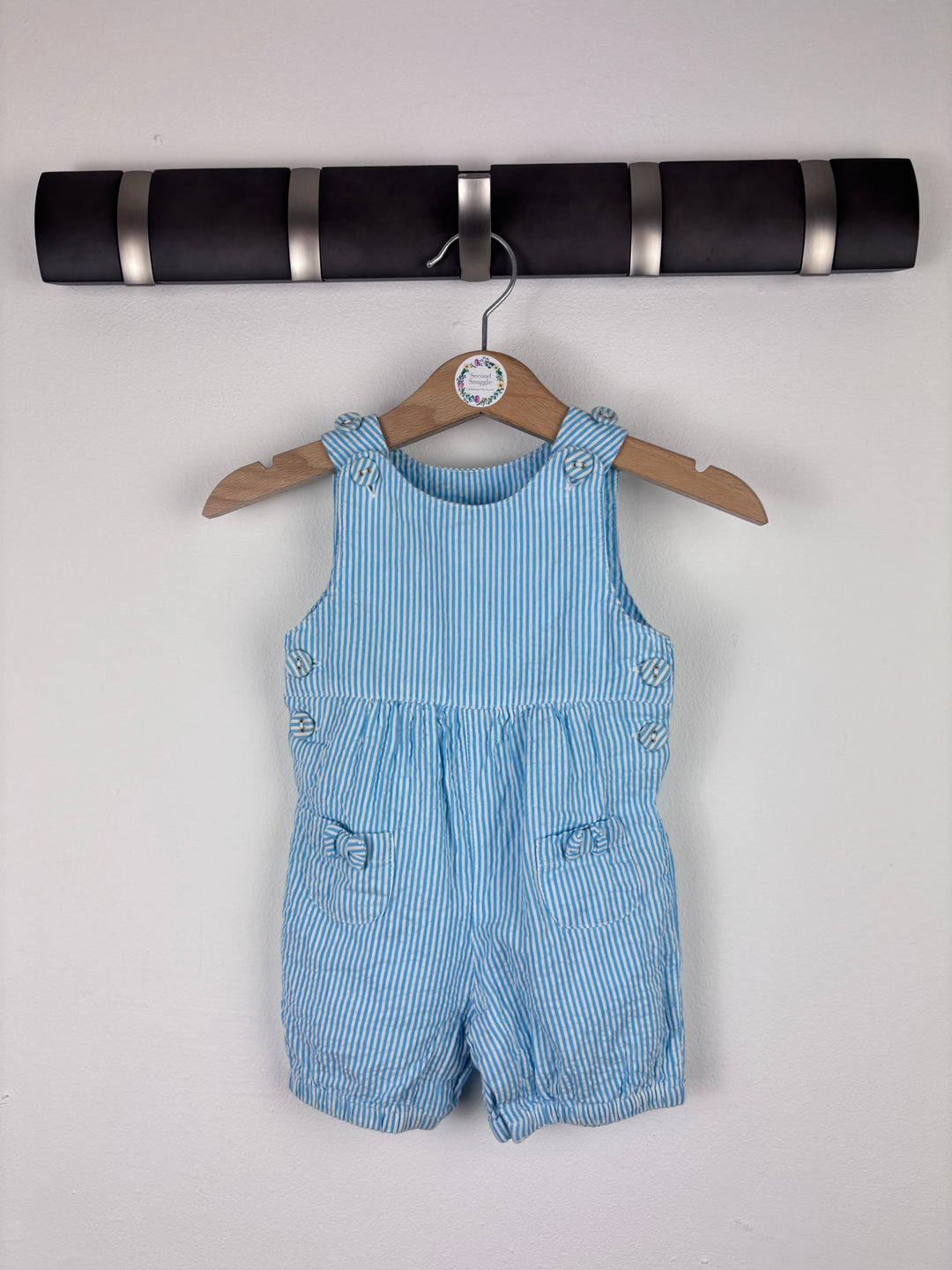 JoJo Maman Bebe Blue Stripe Romper 3-6 Months-Rompers-Second Snuggle Preloved