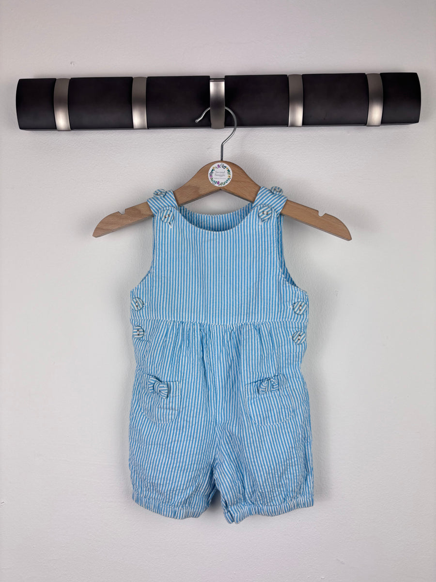 JoJo Maman Bebe Blue Stripe Romper 3-6 Months-Rompers-Second Snuggle Preloved