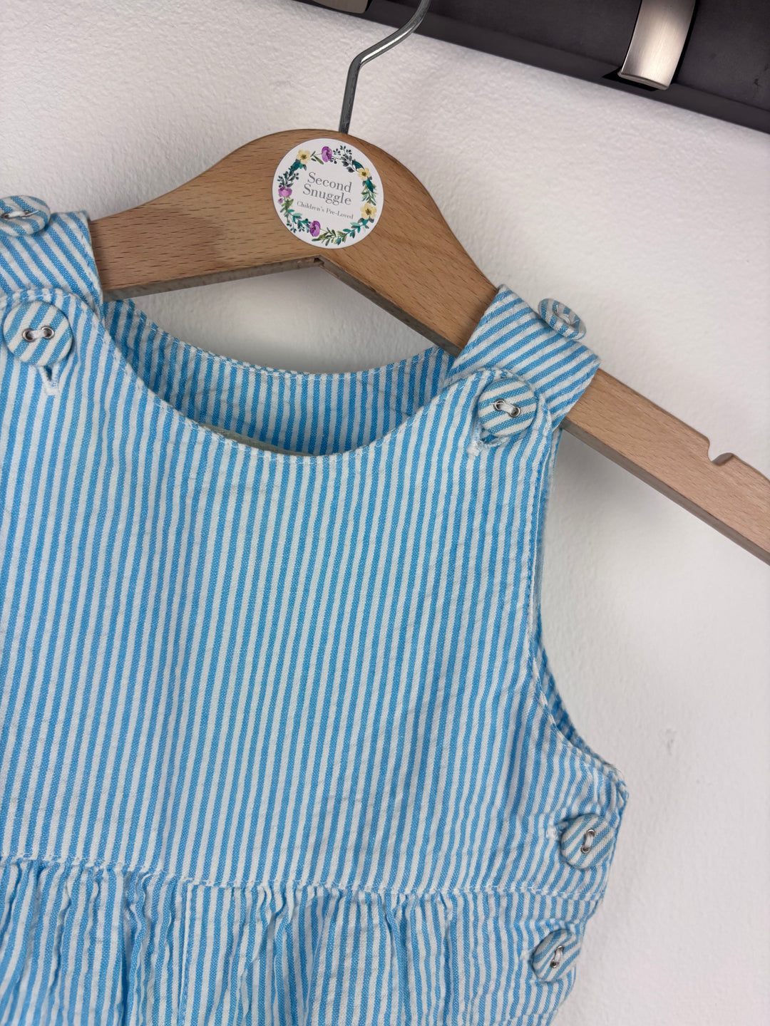 JoJo Maman Bebe Blue Stripe Romper 3-6 Months-Rompers-Second Snuggle Preloved
