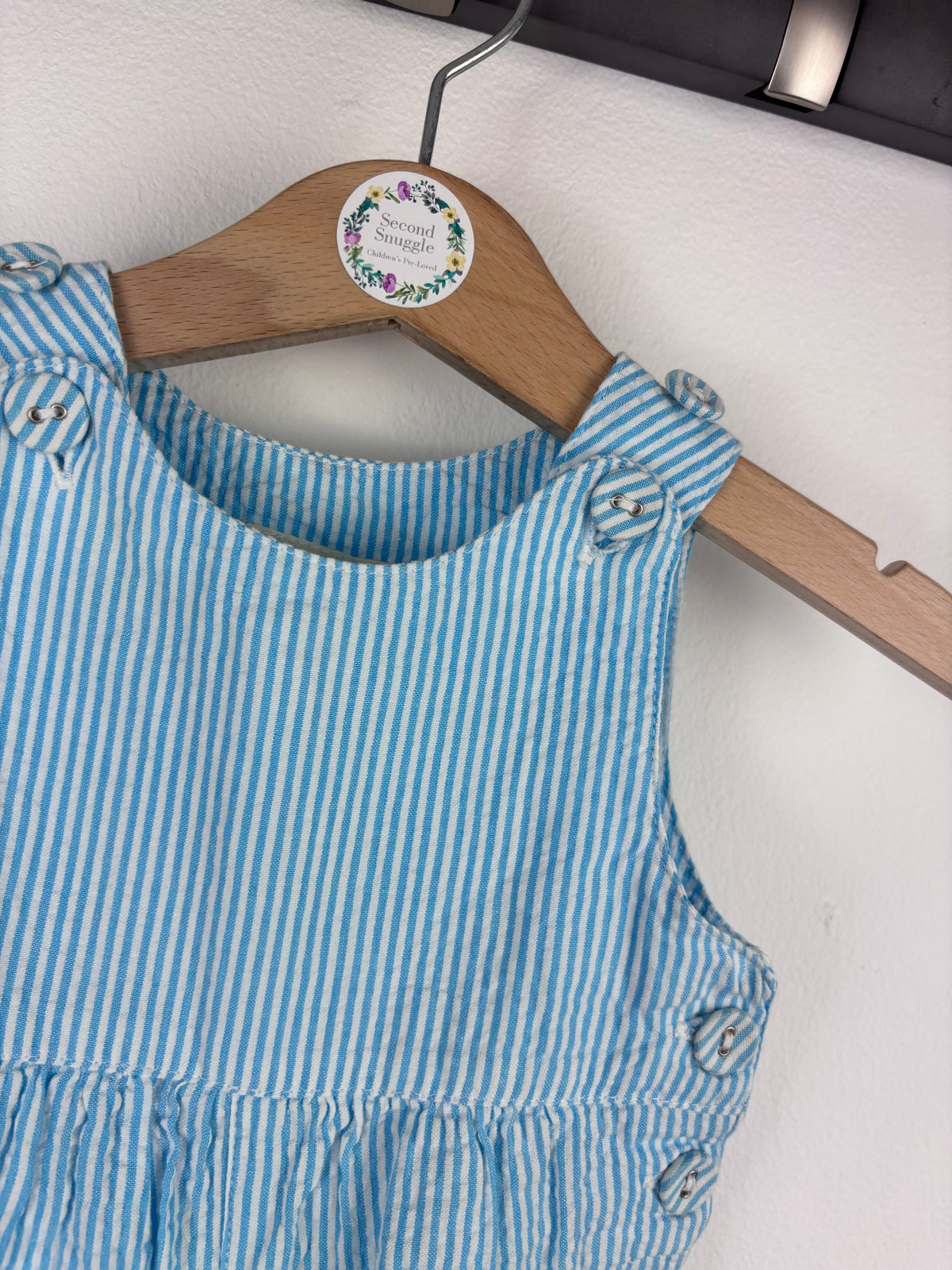 JoJo Maman Bebe Blue Stripe Romper 3-6 Months-Rompers-Second Snuggle Preloved