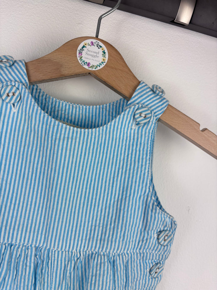 JoJo Maman Bebe Blue Stripe Romper 3-6 Months-Rompers-Second Snuggle Preloved