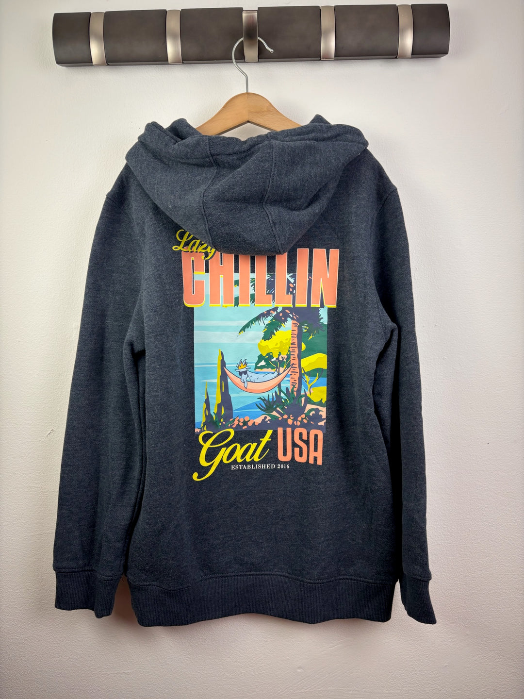GOAT USA Grey Lazy Chillin Hoodie 8-10 Years-Hoodies-Second Snuggle Preloved