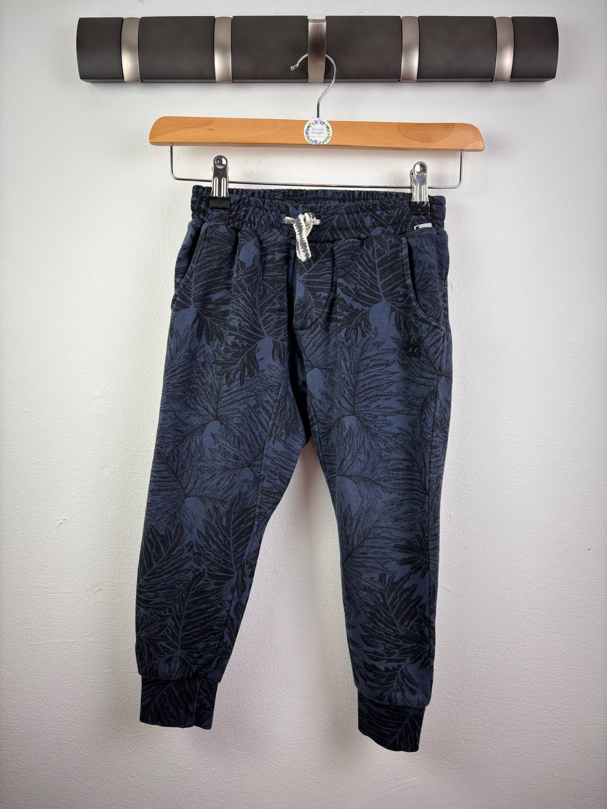 Munster Navy Leaf Print Joggers 5 Years-Trousers-Second Snuggle Preloved