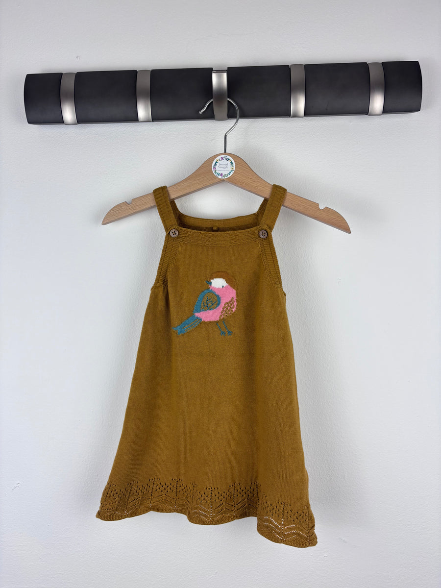 Tu Mustard Knitted Dress with Bird 6-9 Months-Dresses-Second Snuggle Preloved