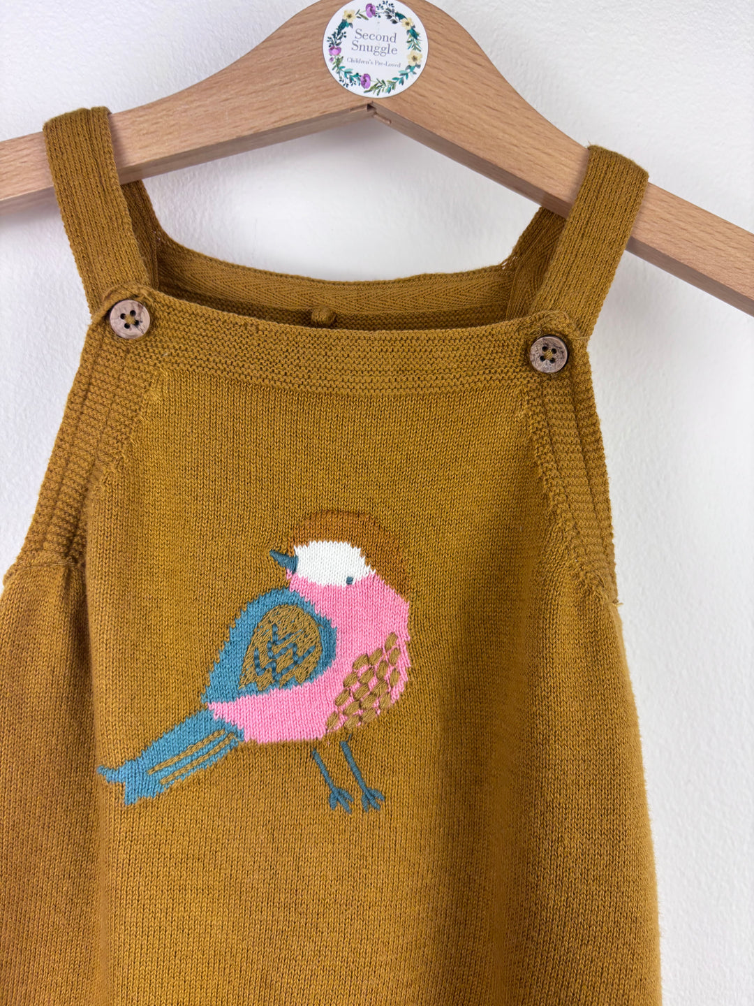 Tu Mustard Knitted Dress with Bird 6-9 Months-Dresses-Second Snuggle Preloved