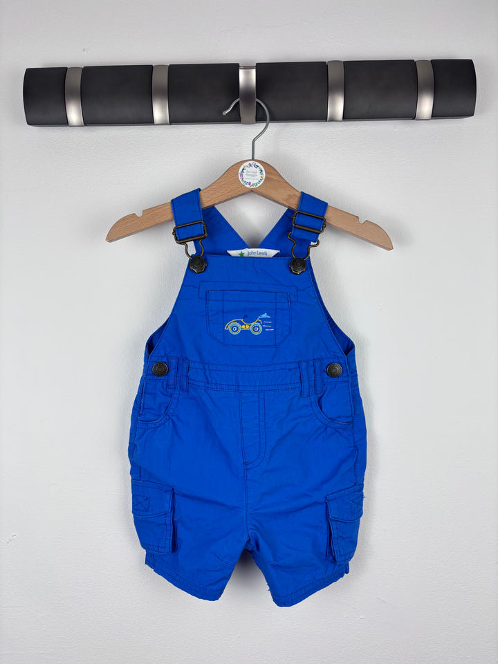 John Lewis Blue Dungaree Shorts 6-9 Months-Dungarees-Second Snuggle Preloved