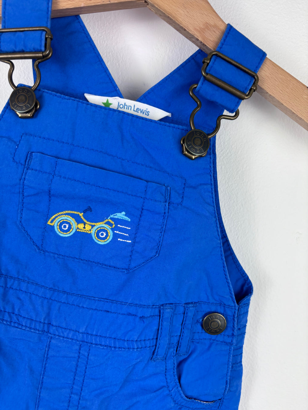 John Lewis Blue Dungaree Shorts 6-9 Months-Dungarees-Second Snuggle Preloved