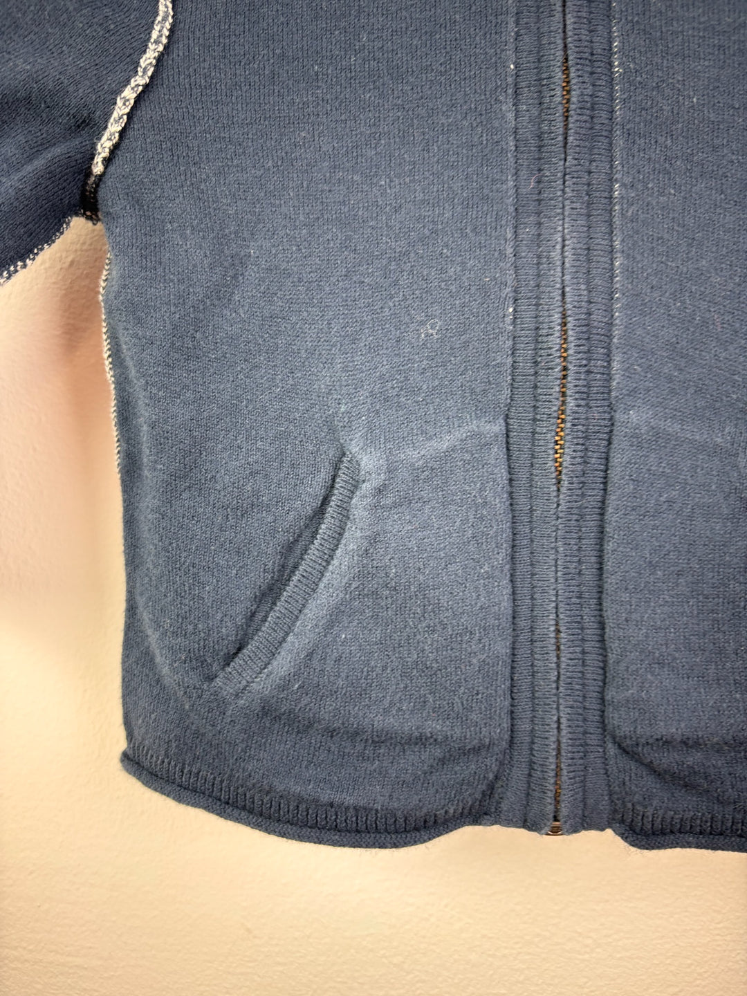 Bonpoint Navy Zip Hoodie Contrast Stitching 12 Months-Hoodies-Second Snuggle Preloved