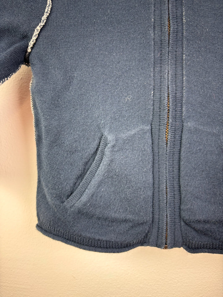 Bonpoint Navy Zip Hoodie Contrast Stitching 12 Months-Hoodies-Second Snuggle Preloved