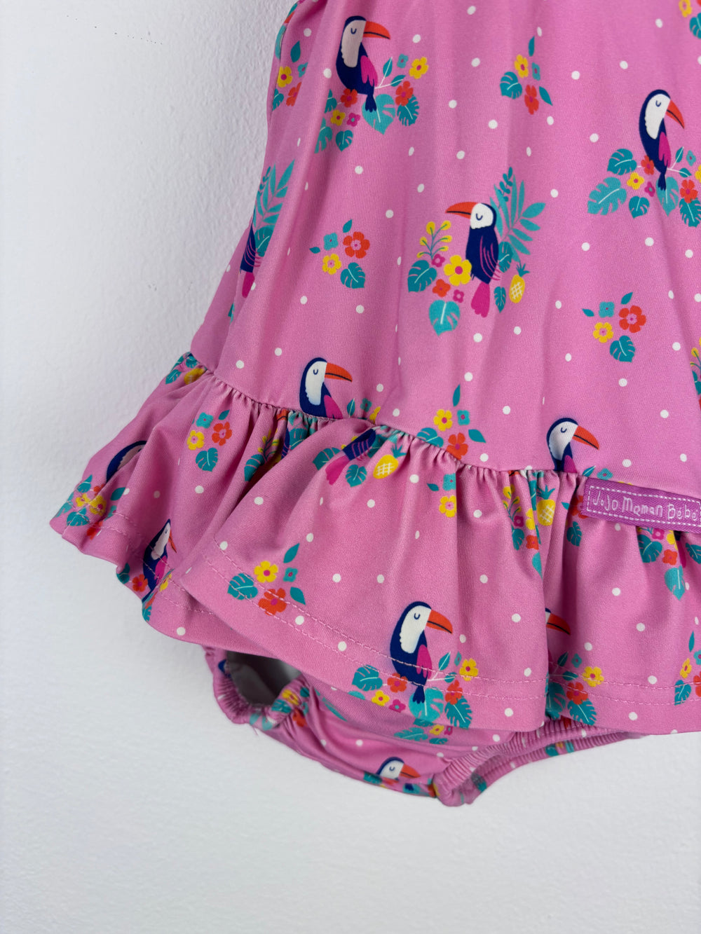 JoJo Maman Bébé Pink Swimsuit and Hat Set 3-6 Months-Swimming-Second Snuggle Preloved
