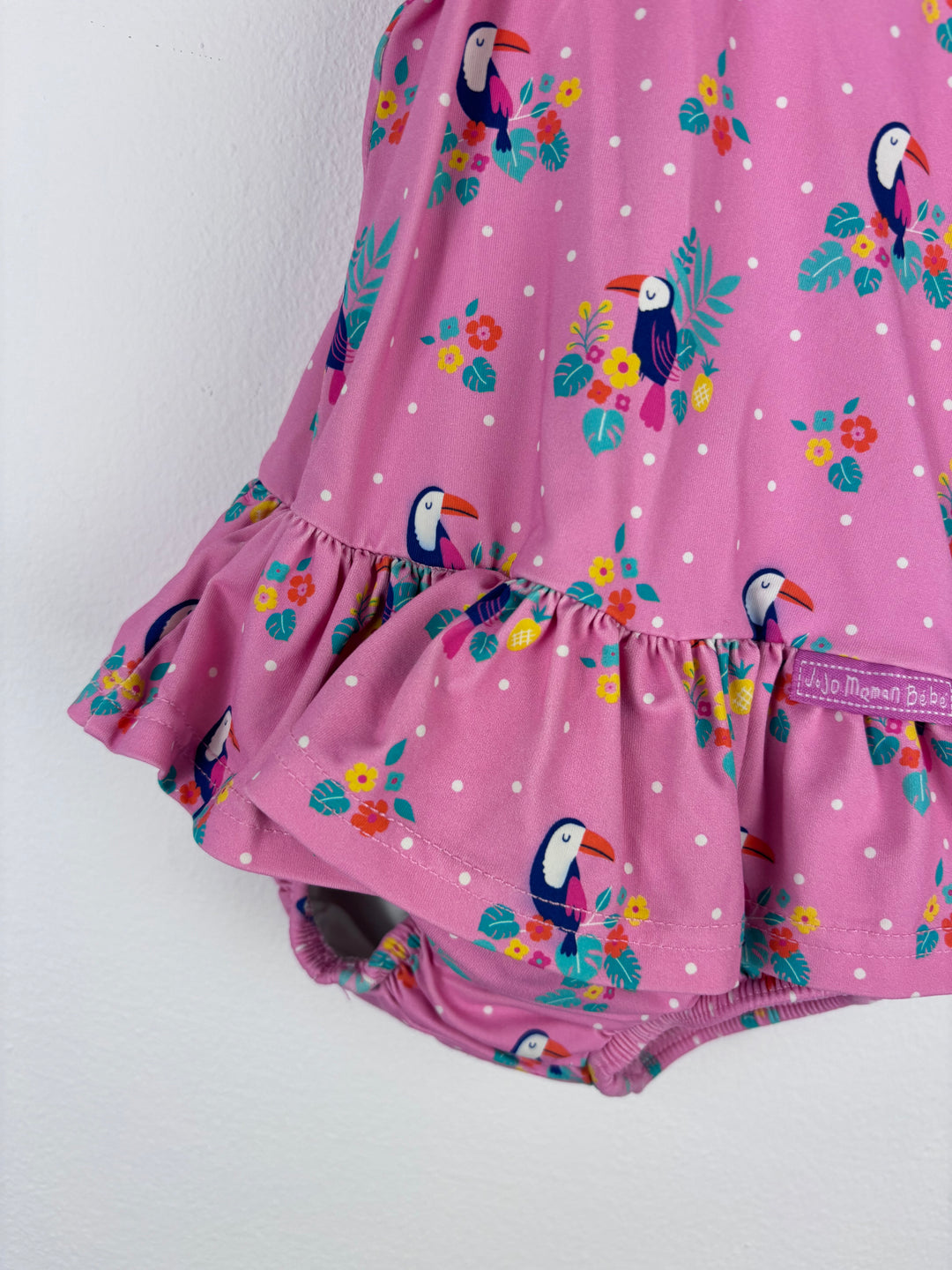JoJo Maman Bébé Pink Swimsuit and Hat Set 3-6 Months-Swimming-Second Snuggle Preloved