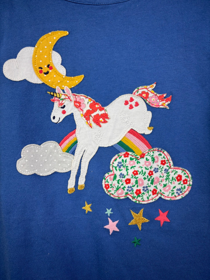 Boden Blue Unicorn Appliqué T-Shirt 6-7 Years-Tops-Second Snuggle Preloved