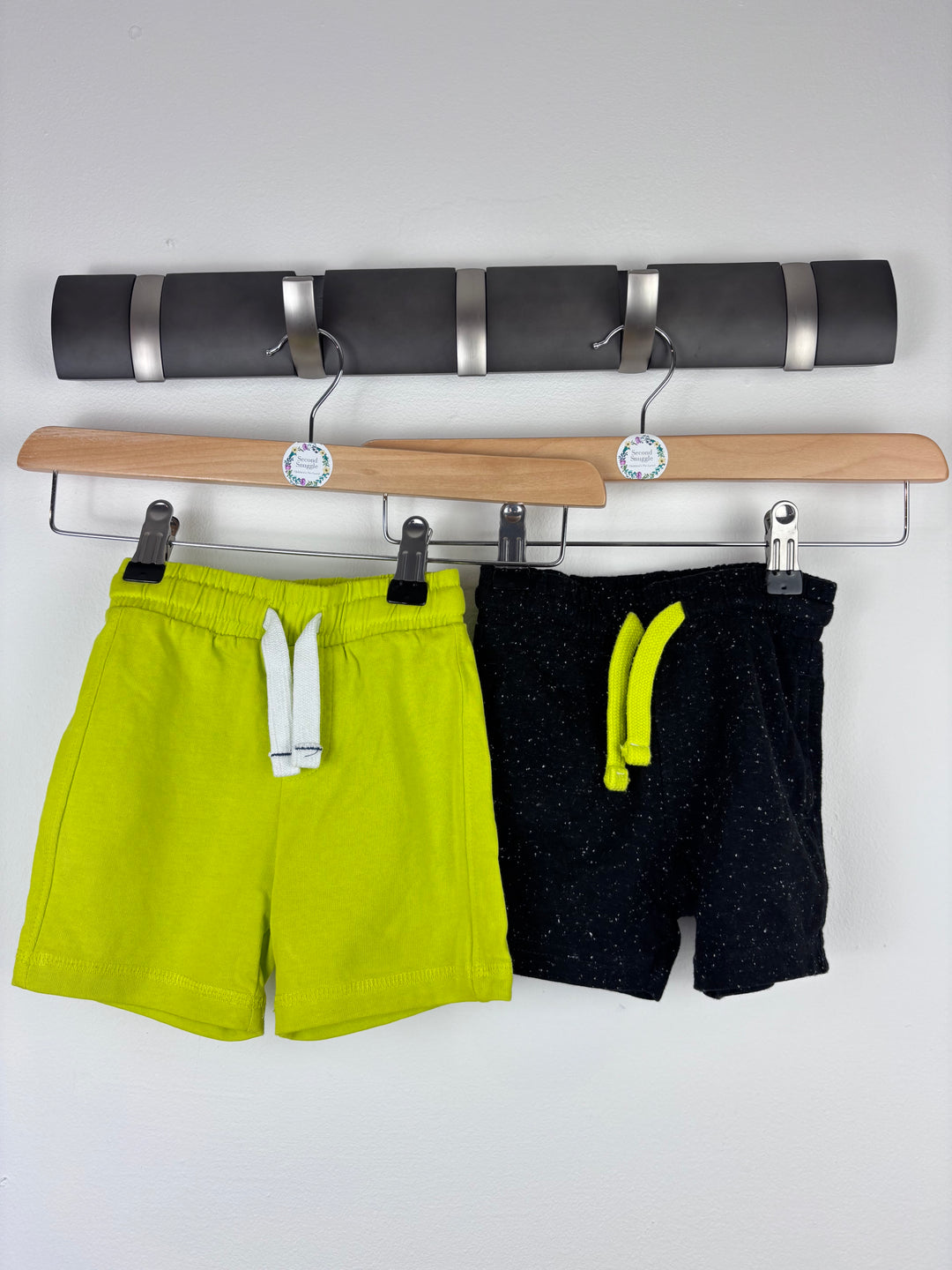 Mothercare Neon Green and Black Jersey Shorts 6-9 Months-Shorts-Second Snuggle Preloved