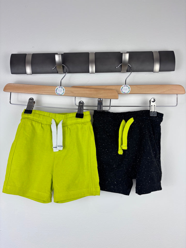 Mothercare Neon Green and Black Jersey Shorts 6-9 Months-Shorts-Second Snuggle Preloved