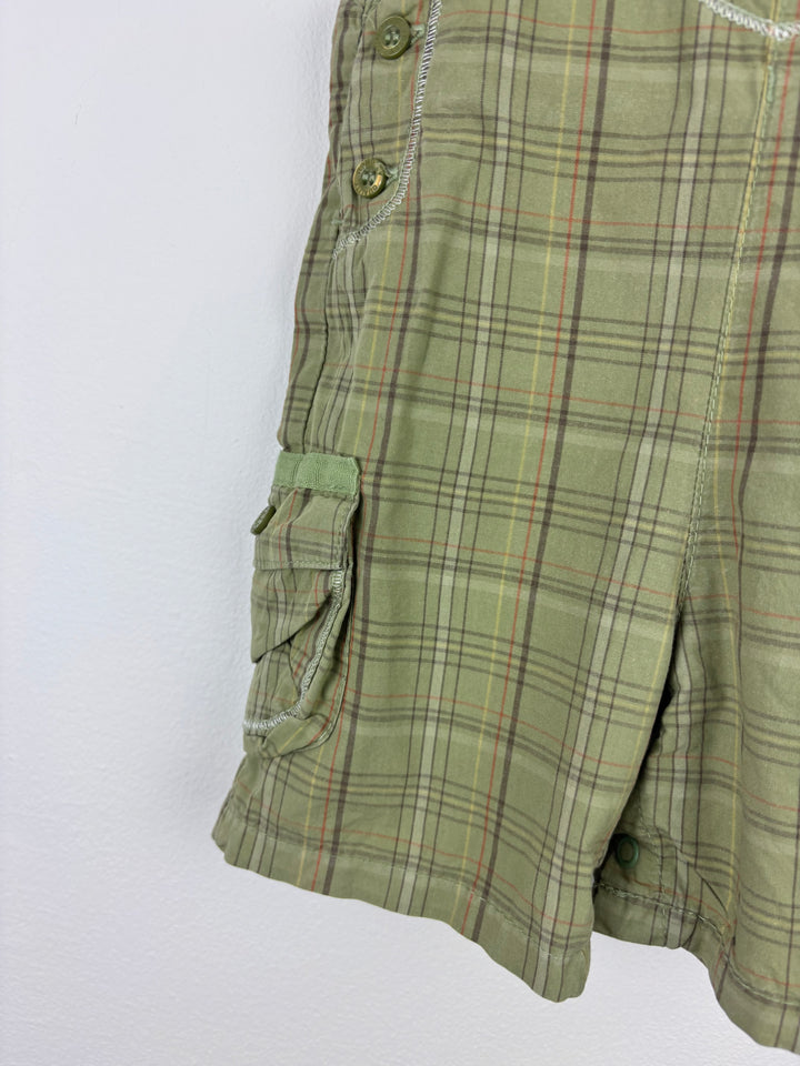 M&S Green Checked Dungaree Shorts 6-9 Months-Dungarees-Second Snuggle Preloved