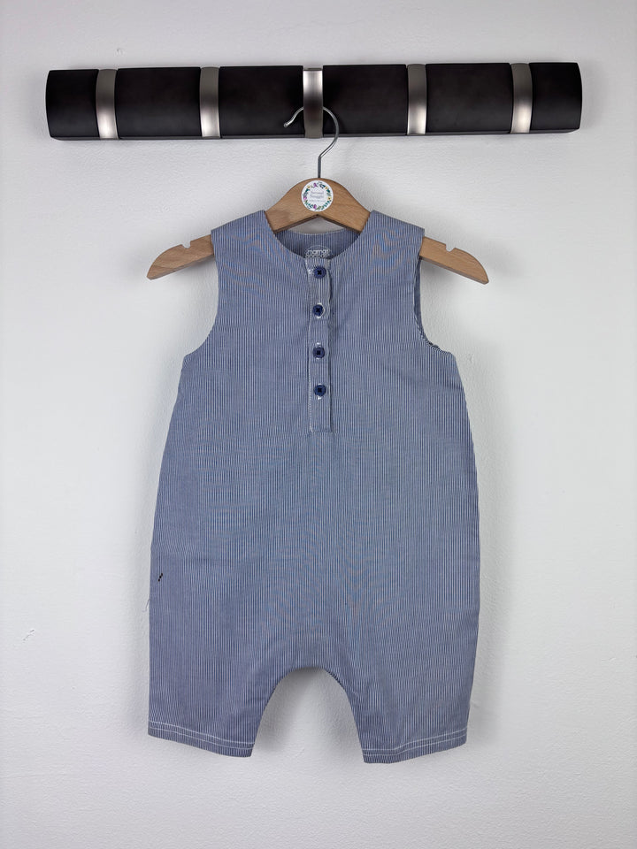Mamas & Papas Blue Stripe Romper 6-9 Months-Rompers-Second Snuggle Preloved