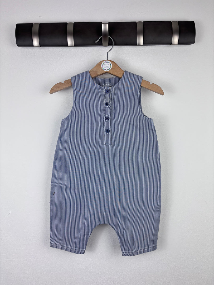 Mamas & Papas Blue Stripe Romper 6-9 Months-Rompers-Second Snuggle Preloved