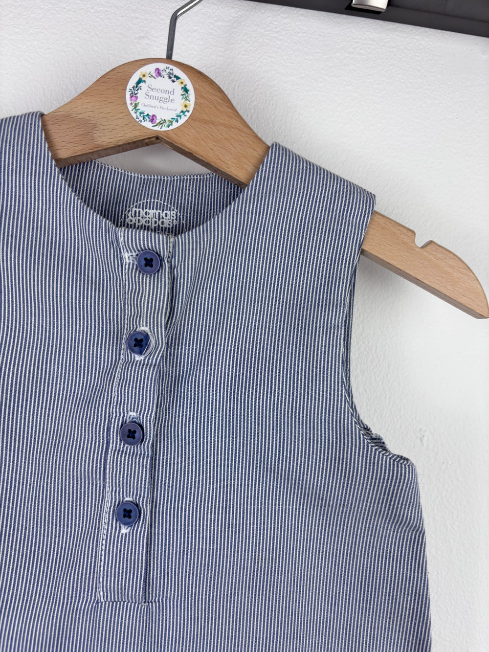 Mamas & Papas Blue Stripe Romper 6-9 Months-Rompers-Second Snuggle Preloved