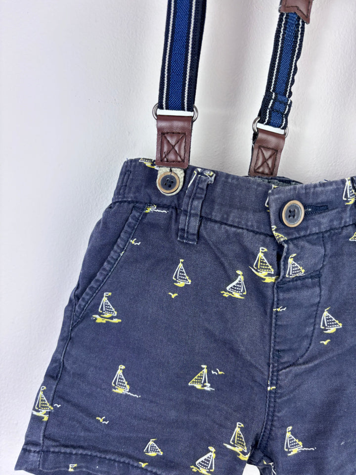 Next Navy Shorts with Braces 6-9 Months-Shorts-Second Snuggle Preloved