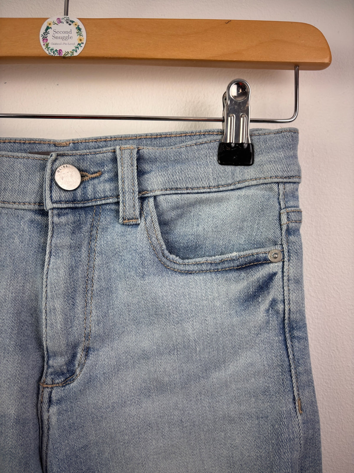 DL1961 Light Blue Distressed Jeans Raw Hem 10 Years-Trousers-Second Snuggle Preloved