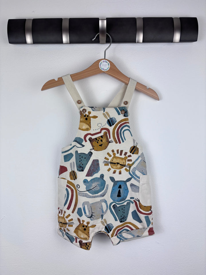 Next Animal Print Dungaree Romper 6-9 Months-Dungarees-Second Snuggle Preloved