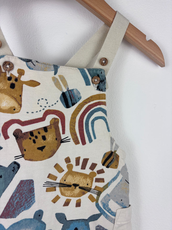 Next Animal Print Dungaree Romper 6-9 Months-Dungarees-Second Snuggle Preloved