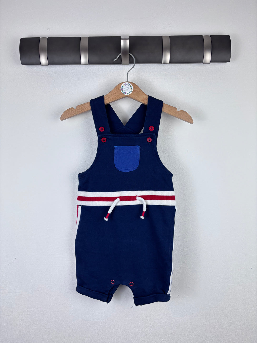 Next Navy Romper with Stripes 6-9 Months-Dungarees-Second Snuggle Preloved