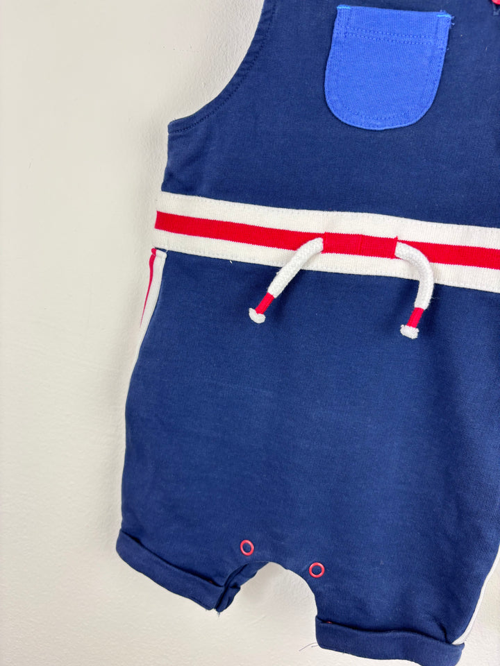 Next Navy Romper with Stripes 6-9 Months-Dungarees-Second Snuggle Preloved