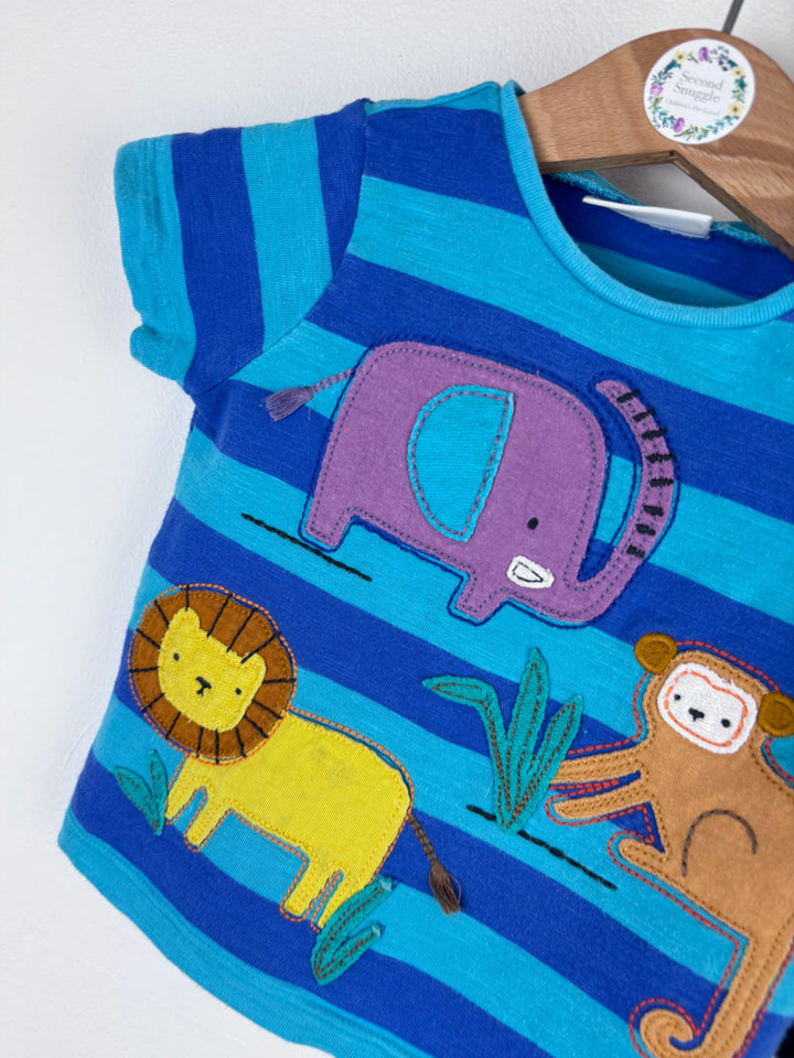 Next Animal T-Shirt and Navy Shorts Set 6-9 Months-Sets-Second Snuggle Preloved