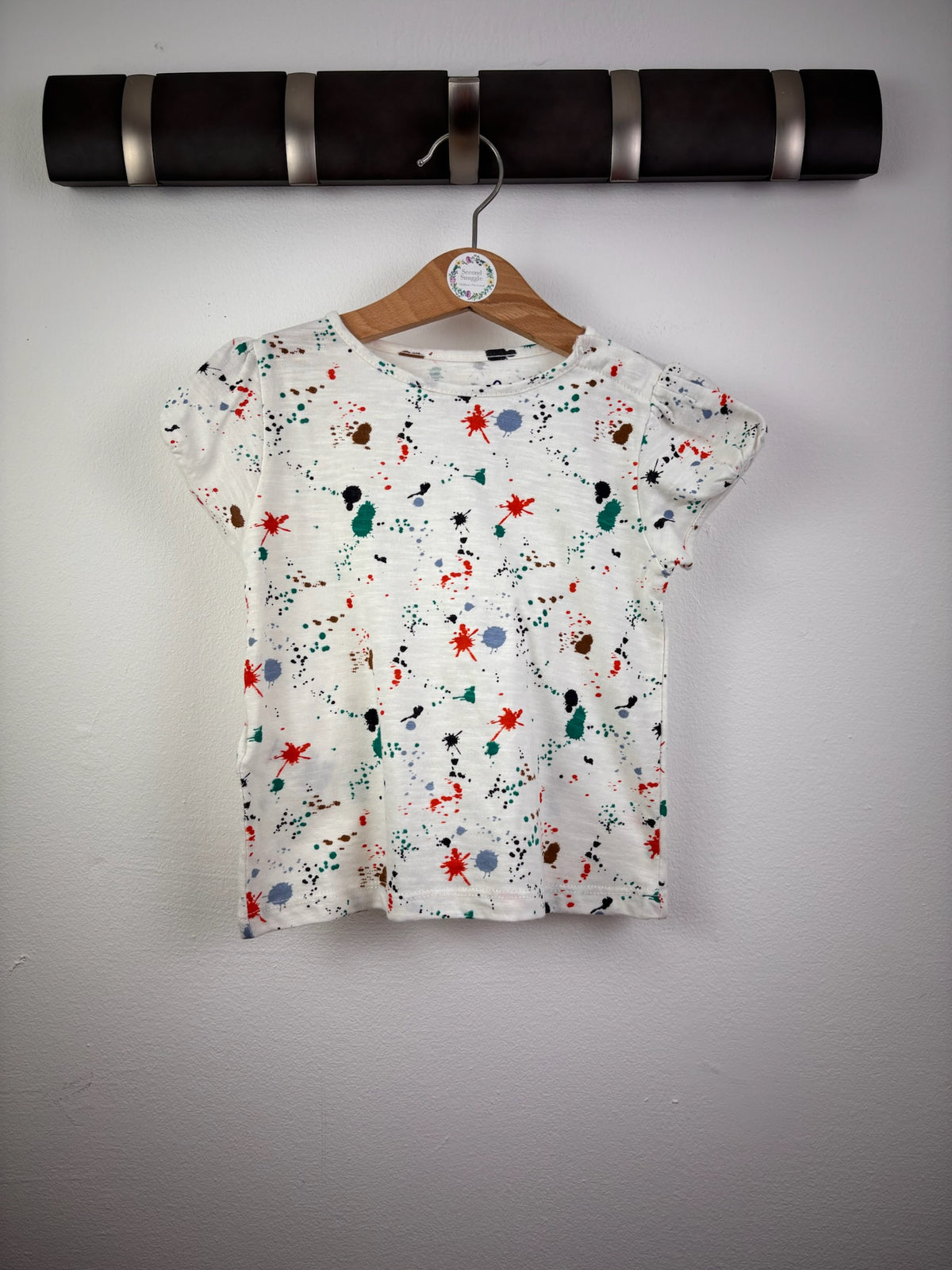 Boden White Paint Splatter T-Shirt 3-4 Years-Tops-Second Snuggle Preloved