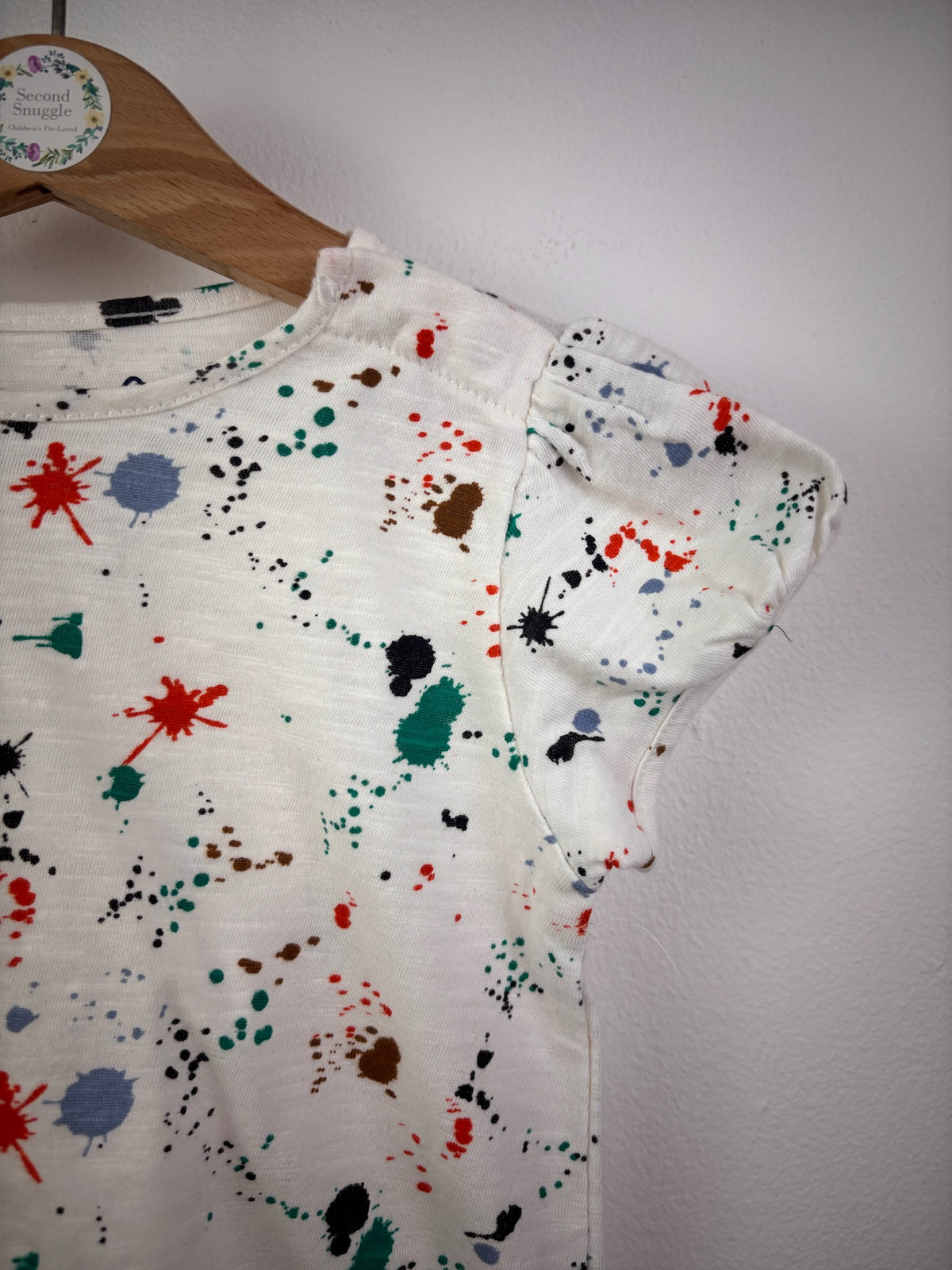 Boden White Paint Splatter T-Shirt 3-4 Years-Tops-Second Snuggle Preloved