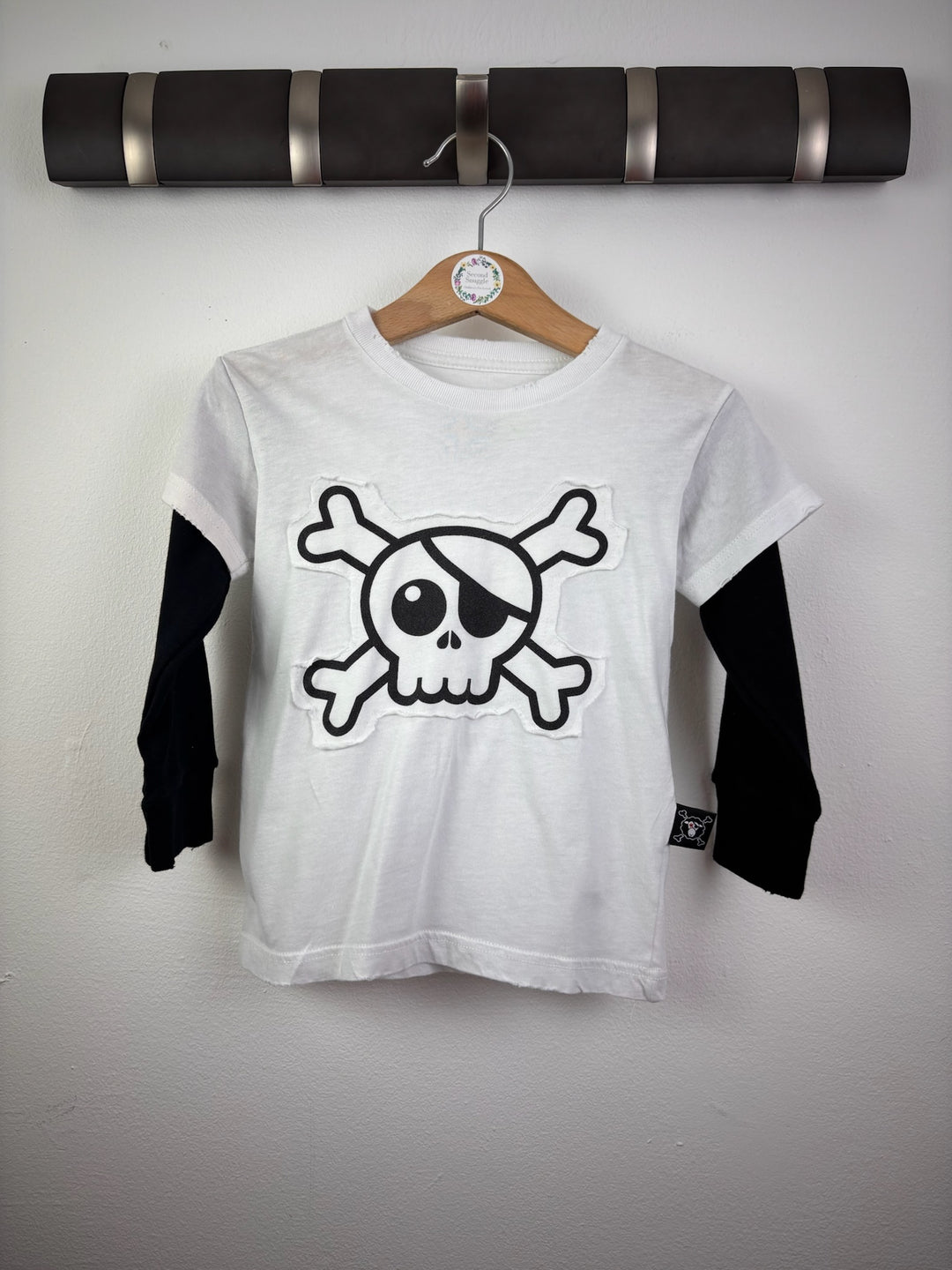 Nununu White Skull Layered Top 18-24 Months-Tops-Second Snuggle Preloved