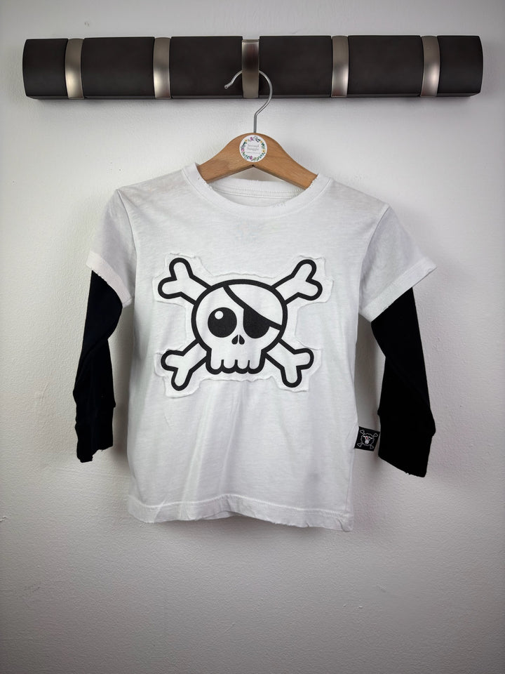 Nununu White Skull Layered Top 18-24 Months-Tops-Second Snuggle Preloved