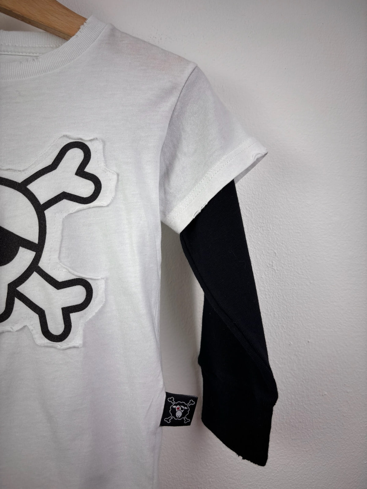 Nununu White Skull Layered Top 18-24 Months-Tops-Second Snuggle Preloved