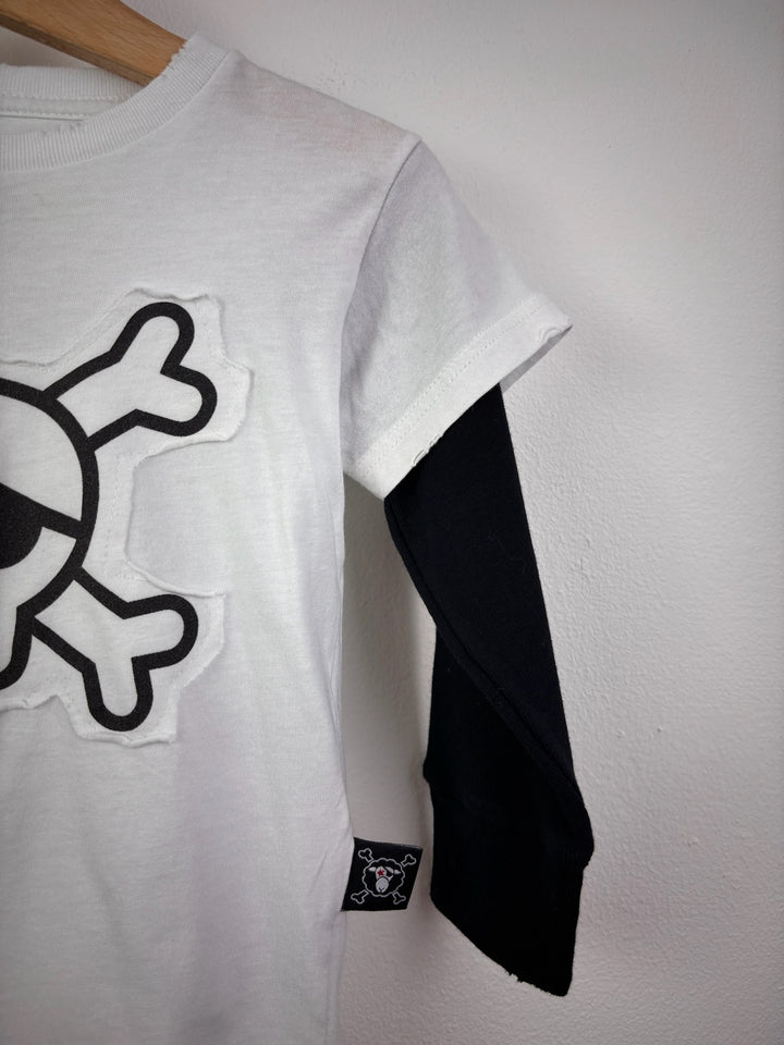 Nununu White Skull Layered Top 18-24 Months-Tops-Second Snuggle Preloved